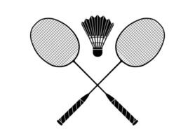 Badminton rackets with shuttlecock silhouette on white background vector