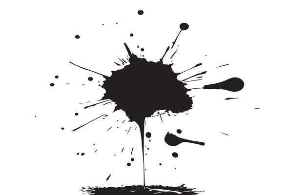 Black ink splatter on white background. Ink Splash paint splash