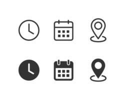 Date, time, and location address icon set vector