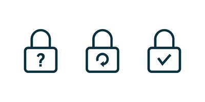 Forget password icon. Reset password icon. Login icon. Account protection, security key, danger warning, wrong password icon set. vector
