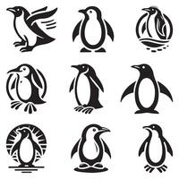Silhouette of penguin. Cute animals illustration. print for poster, postcard, pattern. vector