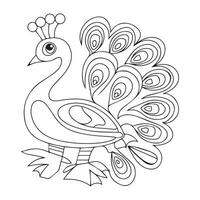 Peacock bird seamless pattern, background. Outline hand drawing illustration. Coloring page for the adult coloring book. vector