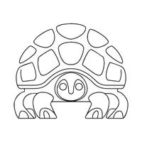 Turtle cartoon coloring page isolated on white background. vector