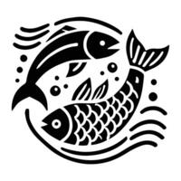 Fish Icon Black and White Graphic vector