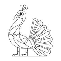 Hand drawn Peacock for anti stress Coloring Page with high details, isolated on white background, illustration in zentangle style. monochrome sketch. Bird collection vector