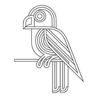 Coloring page little cute parrot sits on a branch. illustration. vector
