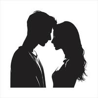 Relationship Silhouette for Boy and Girl Hugging on Happy Valentine's Day vector