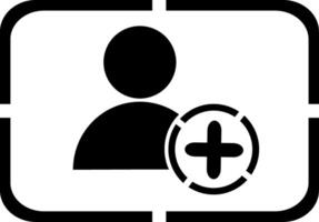 A black and white image of a person holding a plus sign vector