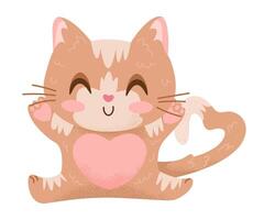 Happy Red Cat Character Opens Arms for Hug. vector