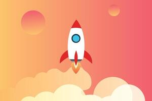 Business Rocket Concept for StartUp or Business Rocket Taking off from land vector