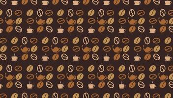 coffee bean pattern background design template with mug, teapot and coffee vector