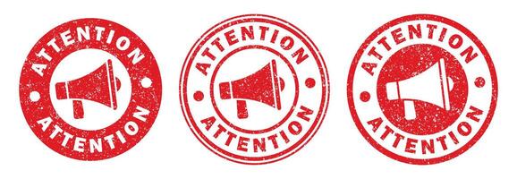Megaphone news attention round Grunge stamp icon shape symbol set. Voice sound speech logo silhouette sign. Loudspeaker amplifier. illustration image. Isolated on white background. vector