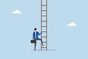 Challenge to climb up success ladder, Confidence is what entrepreneurs aspire to possess as they start their ascent up the success ladder. vector