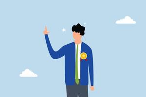 Expertise advice, confident business executive with a trophy symbol offering guidance vector