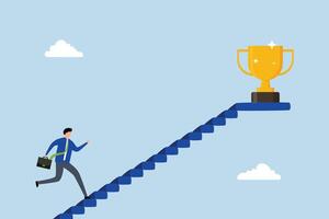 Take small steps to achieve big goal, Confident entrepreneurs progress steadily by taking gradual, small steps toward their objectives. vector