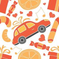 Seamless christmas pattern. New year background. Colored illustration with christmas icons vector
