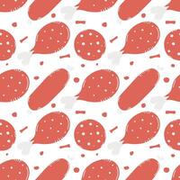 Seamless meat pattern. Doodle meat background. illustration with meat products icons vector