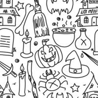 Seamless Halloween pattern. Doodle Halloween background vector