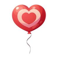 Red cartoon heart shaped balloon for valentine's day. isolated element vector