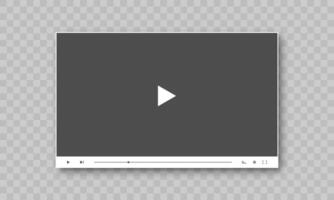 A player interface template. The control bar with playback controls, progress slider, volume, settings, fullscreen toggle. Simple functional design for media streaming application or embed vector
