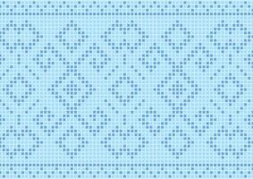 Blue art mosaic square pixel aztec background vector