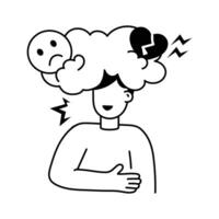 Person with storm clouds symbolizing emotional awareness and reflection vector