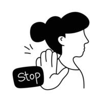 A person with a stop sign symbolizing avoiding self comparison vector