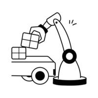 Robotic system for automated loading and unloading in factories vector