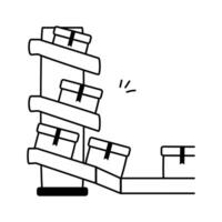 Conveyor line system with boxes on tiered shelves, ready to use vector