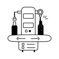 An amazing icon of an automated bottle filling machine. vector
