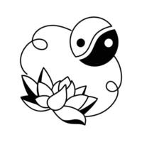 Yin yang with a lotus symbolizing mindfulness and emotional balance vector