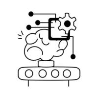 A brain with integrated technology elements, concept icon of artificial intelligence vector