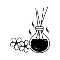 An amazing icon of an aromatherapy diffuser bottle with flower decorations vector