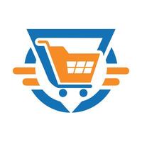 Tech with Shopping Cart Logo Design Illustration for E-commerce and Retail vector