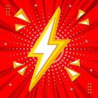 Lightning template isolated on red background. vector