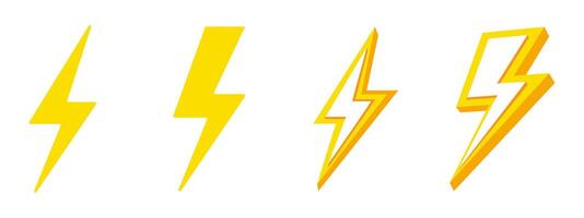 Lightning icon and symbol isolated on white background. vector