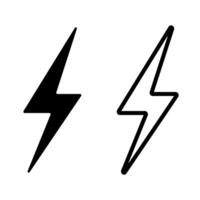 Lightning icon and symbol. Black and white concept. vector