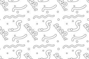 Black and white seamless pattern featuring abstract swirls, wavy lines, and dots. Ideal for childrens coloring pages, backgrounds, and creative designs. vector