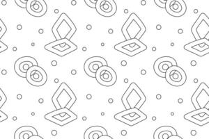 Black and white seamless pattern with geometric shapes like diamonds, circles, and dots. Perfect for coloring pages. vector
