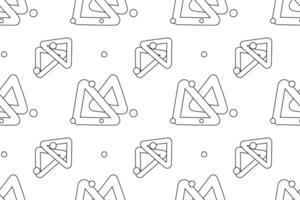 Black and white seamless pattern featuring hand-drawn triangles and scattered dots, ideal for childrens coloring pages or background designs. vector
