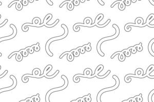 Seamless black and white pattern featuring abstract swirls, loops, and curved lines, ideal for coloring pages and crafts. vector