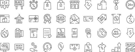 Black Friday icons set vector