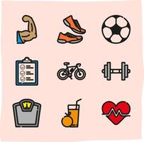 set of icons related to sports and health, suitable for related content vector