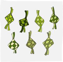 Set of ketupat images for Ramadan and Eid content, suitable for related content vector