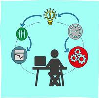 employee icon having ideas to improve performance targets, suitable for related content vector