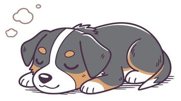 A cartoon dog sleeping on the ground vector