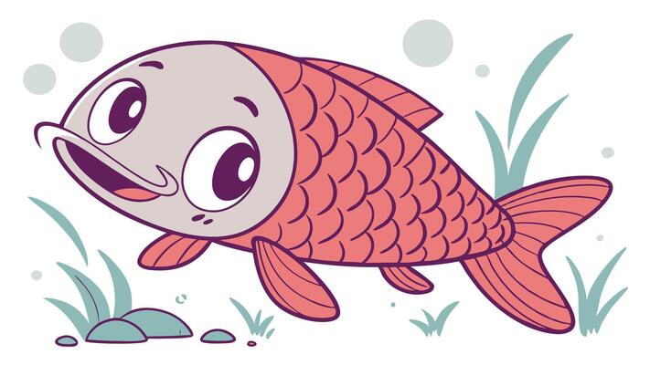 A cartoon fish with big eyes and a big mouth