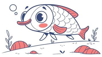 A cartoon fish with a bubble on its head vector