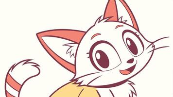 A cartoon cat with a yellow dress and red eyes vector