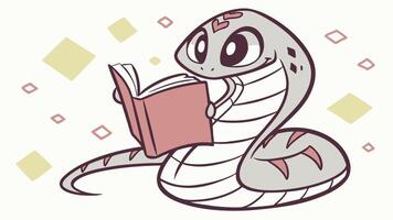 A cartoon snake reading a book vector